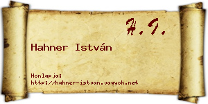 Hahner István névjegykártya